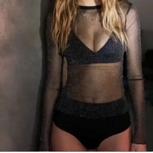 NWT Victoria’s Secret Black Sheer Top.